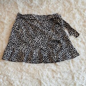 SHEIN Black & White Polka Dot Mini Wrap Around Skirt